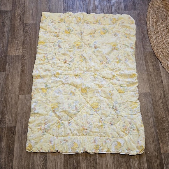 Vtg Riegal Baby Blanket Floral Teddy Bear Strawberry Print Quilt Sleep Sack - Picture 2 of 12